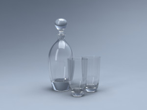 decanter and glasses Model 3D