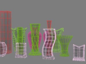 a set of 13 vases 3D Model