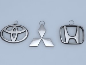 set of 3 japan auto logos Modello 3D