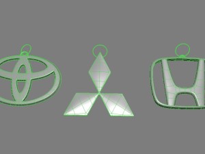set of 3 japan auto logos 3D Model