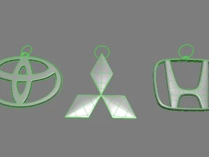set of 3 japan auto logos 3D Model
