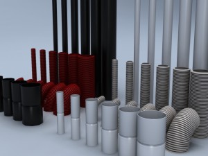 set of mounting plastic tubes 3D Model