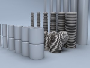 set of mounting plastic tubes 3D Model