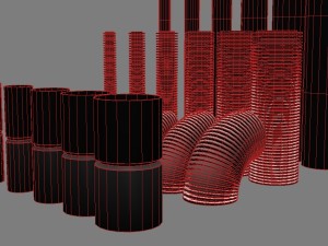 set of mounting plastic tubes 3D Model