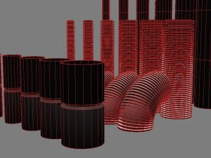 conjunto de tubos de pl&aacute;stico de montagem Modelo 3D