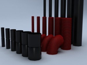 set of mounting plastic tubes 3D Model