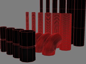 set of mounting plastic tubes 3D Model