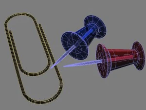 clip and push pins 3D Model