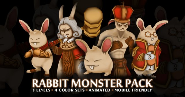 rabbit monster pack 3D Model .c4d .max .obj .3ds .fbx .stl .blend 