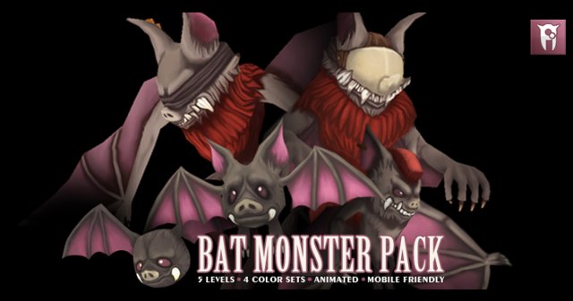 bat monster pack 3D Модель .c4d .max .obj .3ds .fbx .stl .blend 
