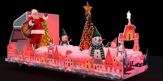 merry christmas truck 3D Model .c4d .max .obj .3ds .fbx .stl .blend