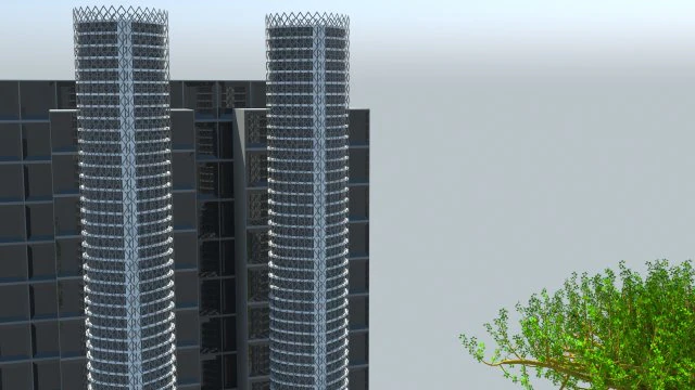 2 tours devant la ville Modèle 3D .c4d .max .obj .3ds .fbx .stl .blend 
