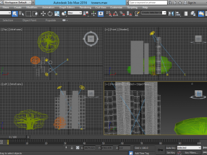 2 towers front of city Model 3D