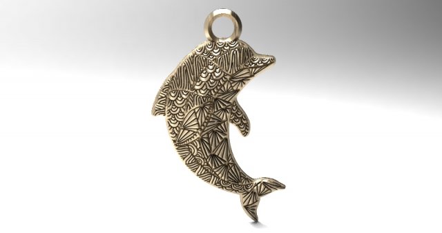 dolphin mandala zentangle pendant 1 3D-Druckmodell .c4d .max .obj .3ds .fbx .stl .blend 