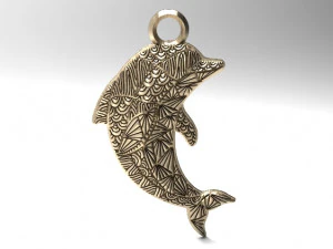 pingente zentangle de mandala de golfinho 1 Modelo de Impressão 3D