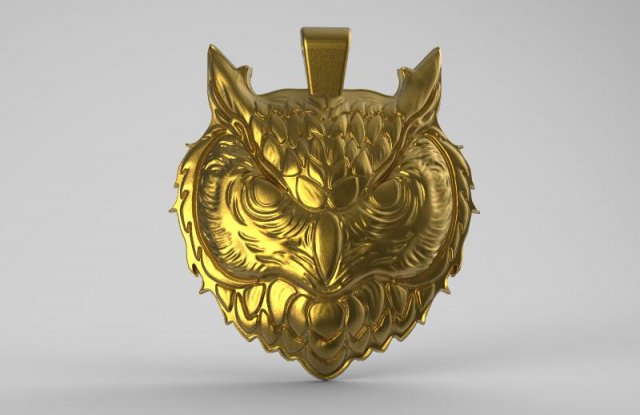 owl head pendant 3D-printmodel .c4d .max .obj .3ds .fbx .stl .blend 