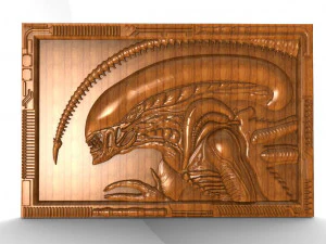 alien bas-relief cnc 3D Print Model