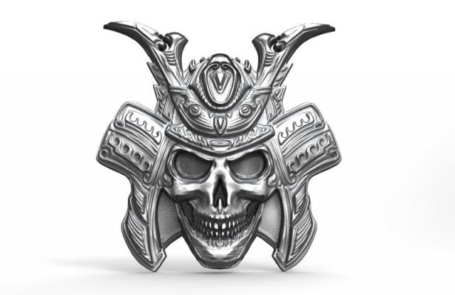 samurai skull Model Cetak 3D .c4d .max .obj .3ds .fbx .stl .blend 