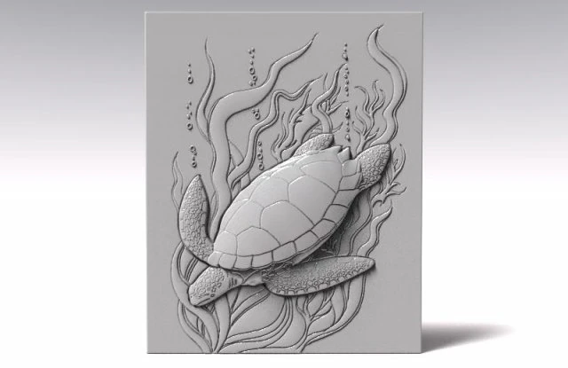 turtle bas-relief cnc 3D Print Model .c4d .max .obj .3ds .fbx .stl .blend 