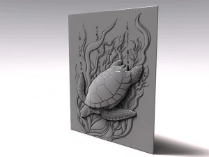 turtle bas-relief cnc 3D Print Model