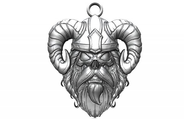 viking skull pendant 14 3D Принт Модель .c4d .max .obj .3ds .fbx .stl .blend 