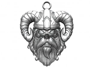 liontin tengkorak viking 14 Model Cetak 3D