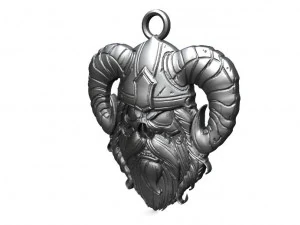 viking skull pendant 14 3D Print Model