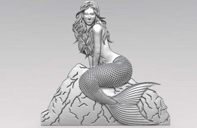 mermaid 2 bas-relief cnc 3D 프린트 모델 .c4d .max .obj .3ds .fbx .stl .blend 