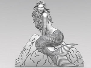 mermaid 2 bas-relief cnc 3D Print Model