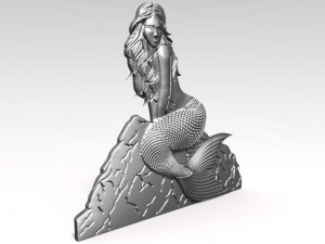 mermaid 2 bas-relief cnc 3D 프린트 모델