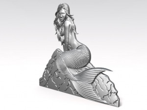 mermaid 2 bas-relief cnc 3D 프린트 모델