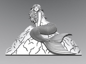 mermaid 2 bas-relief cnc 3D 프린트 모델