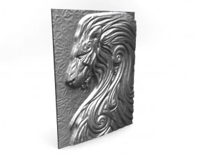 lion 4 bas-relief cnc 3D Print Model