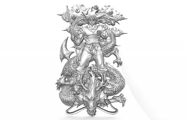 goku bas-relief 3 cnc 3Dプリントモデル .c4d .max .obj .3ds .fbx .stl .blend 