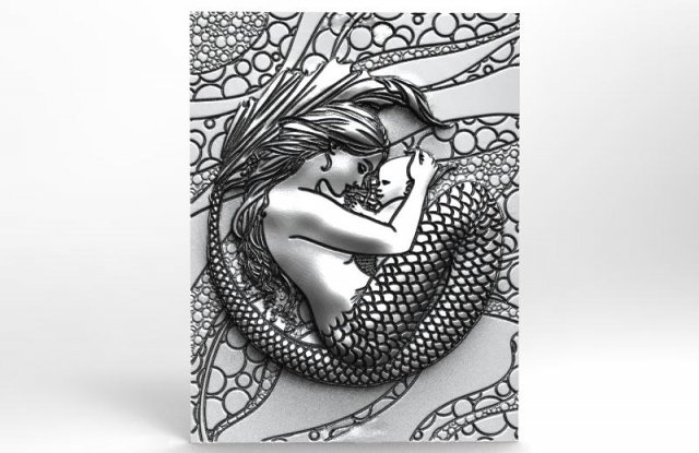 mermaid with her baby cnc Modelo de Impressão 3D .c4d .max .obj .3ds .fbx .stl .blend 