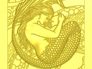 mermaid with her baby cnc Modelo de Impressão 3D