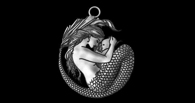 mermaid with her baby 3Dプリントモデル .c4d .max .obj .3ds .fbx .stl .blend 