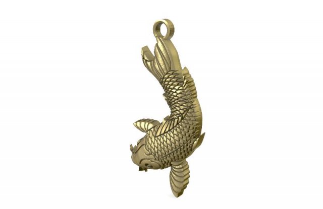 3D Carp pendant, gold and diamond carp fishing necklace. Ideal