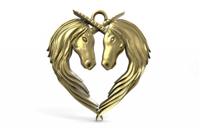 unicorns pendant 3D Print Model .c4d .max .obj .3ds .fbx .stl .blend