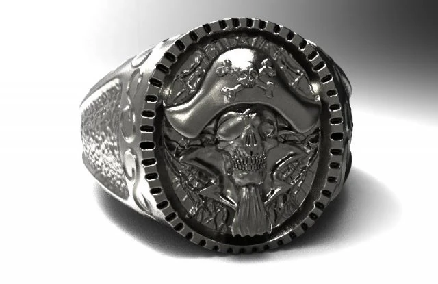 pirate skull ring 3D Print Model .c4d .max .obj .3ds .fbx .stl .blend 