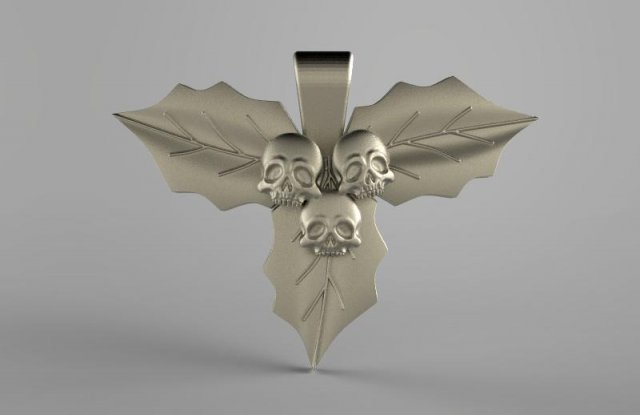 skull leaves pendant 3D 프린트 모델 .c4d .max .obj .3ds .fbx .stl .blend 