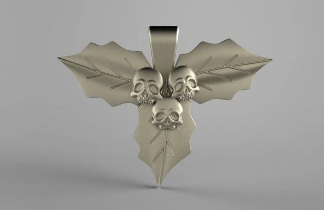 skull leaves pendant 3D Print Model .c4d .max .obj .3ds .fbx .stl .blend 