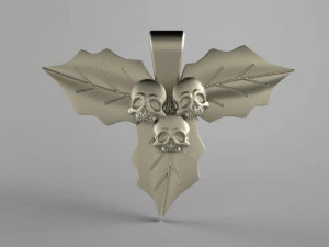 кулон с черепом и листьями 3D Принт Модель