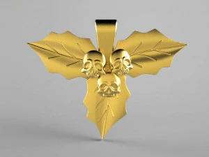 skull leaves pendant 3D Print Model