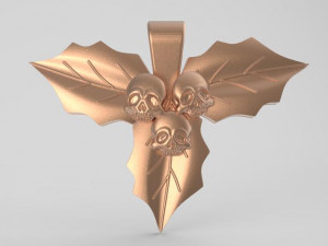 skull leaves pendant 3D 프린트 모델