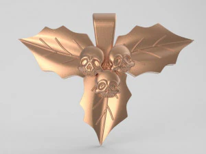 skull leaves pendant 3D Print Model