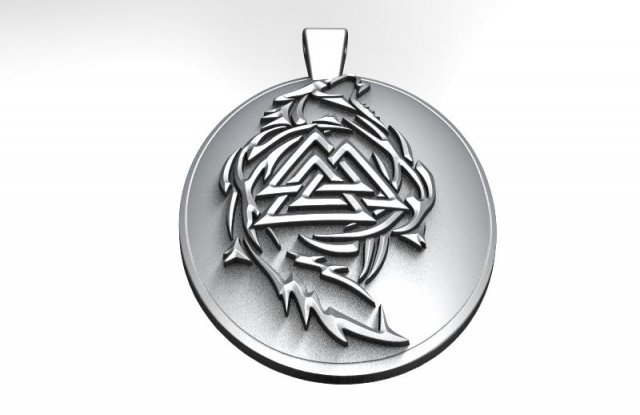 valknut wolf pendant 3D Print Model .c4d .max .obj .3ds .fbx .stl .blend 
