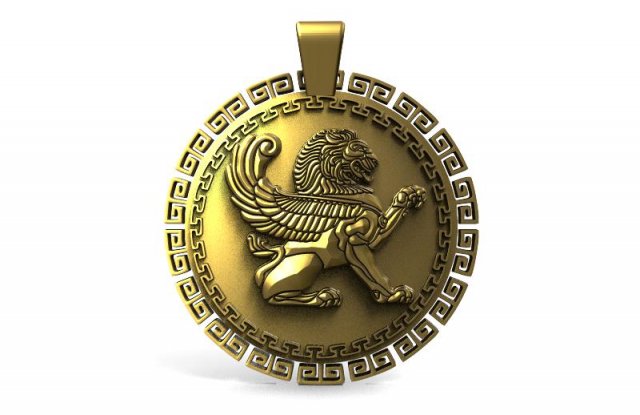 winged lion pendant Model Cetak 3D .c4d .max .obj .3ds .fbx .stl .blend 