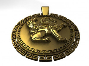 winged lion pendant Model Cetak 3D