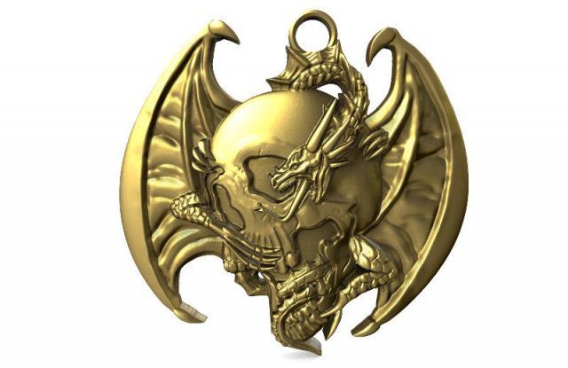 dragon skull pendant 3D प्रिंट मॉडल .c4d .max .obj .3ds .fbx .stl .blend